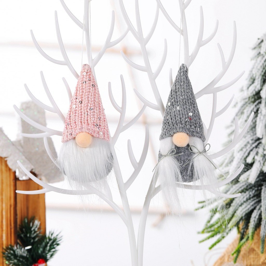 Christmas Decorations Knitted Sequined Pointy Hat Faceless Doll Pendant