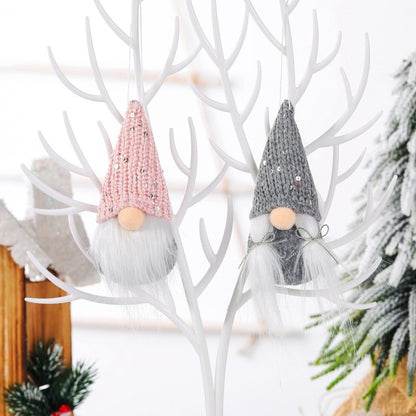 Christmas Decorations Knitted Sequined Pointy Hat Faceless Doll Pendant