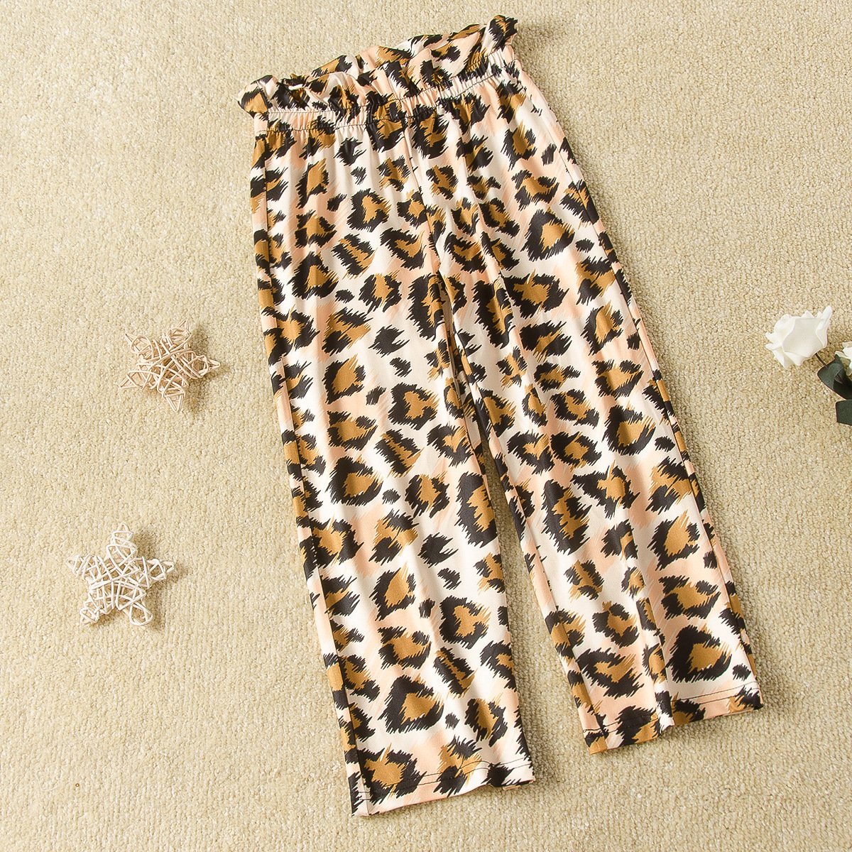 Suspender jacket leopard horn pants two piece set