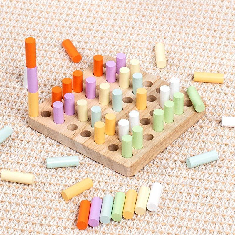 Children's Cylindrical Building Block Toy with Stick Insertion