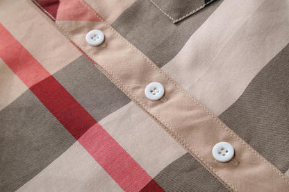 Children's Lapel Long Sleeve Plaid Shirt