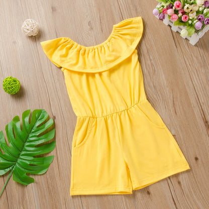 Solid color lotus leaf collar Jumpsuit sleeveless Jumpsuit