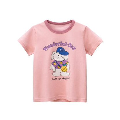 Children's half sleeve cartoon printed top