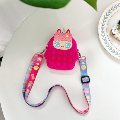 Children's Coin Purse Pink Bow Doll Press Toy