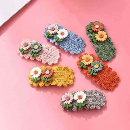 Kids Wool Knitted Little Daisy Headdress Hairpin