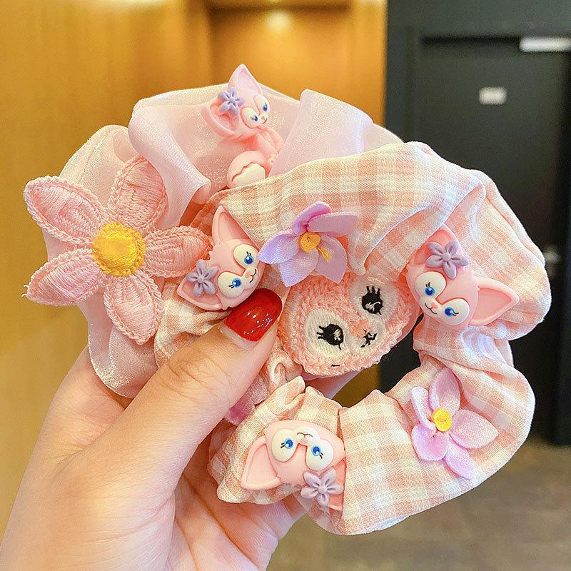 Children's Cartoon Hair Tie Girl's Pink Fabric Hair Rope