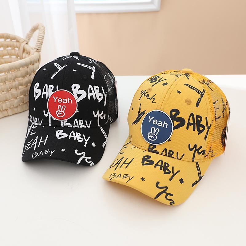Children Graffiti Print Kids Sunshade Mesh Cap