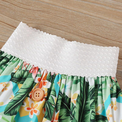 Suspender cross strap jacket flower skirt two pieces