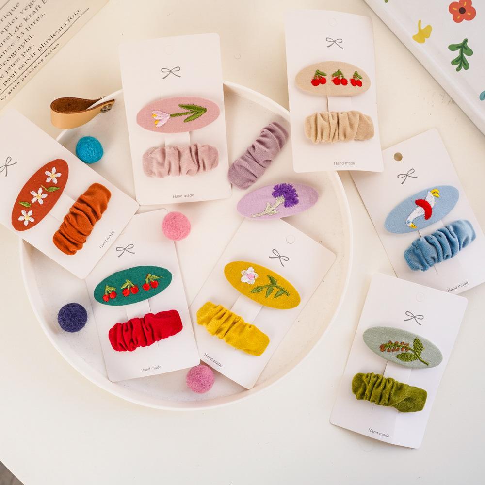 Children's Fabric Embroidered Hairpin Set