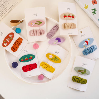 Children's Fabric Embroidered Hairpin Set