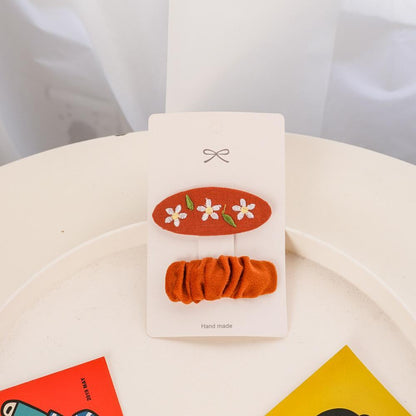 Children's Fabric Embroidered Hairpin Set