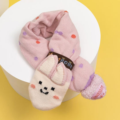 Cartoon Children's Warm Knit Hat Scarf