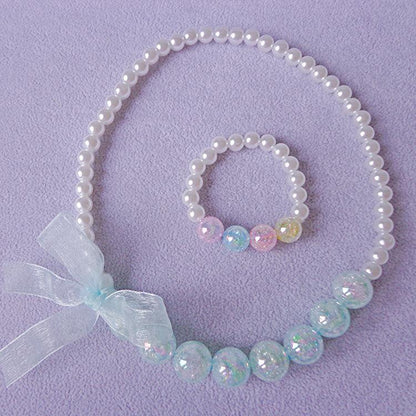 Clothing Ribbon Bow Accessories Children's Necklace Bracelet Set