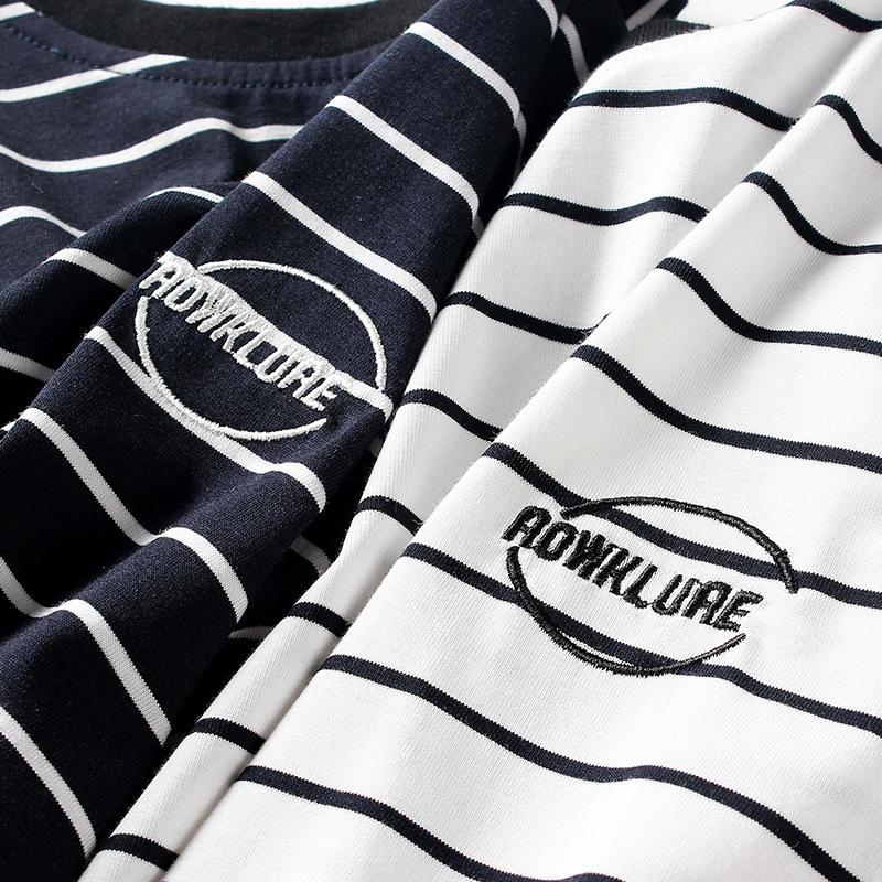 Striped embroidered top children's Short Sleeve