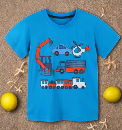 Children's T-shirt knitted cotton cartoon round neck boy