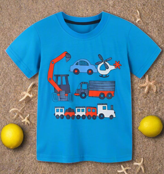 Children's T-shirt knitted cotton cartoon round neck boy