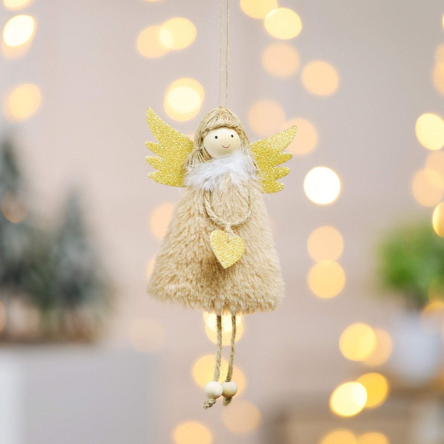 Love Plush Feather Angel Christmas Tree Ornaments