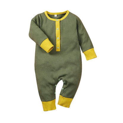 Baby Crawl Pit Strip Contrast Long Sleeve Jumpsuit