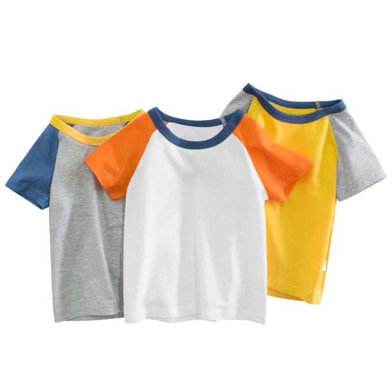 Children's short sleeved T-shirt sleeve solid color no pattern