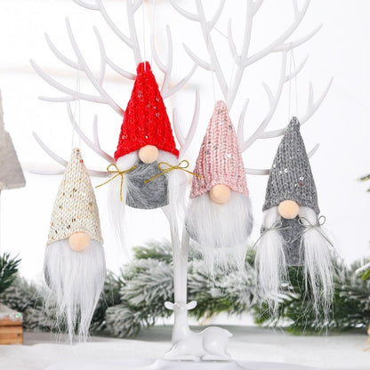 Christmas Decorations Knitted Sequined Pointy Hat Faceless Doll Pendant