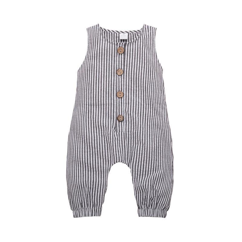 Sleeveless striped single breasted Khaki