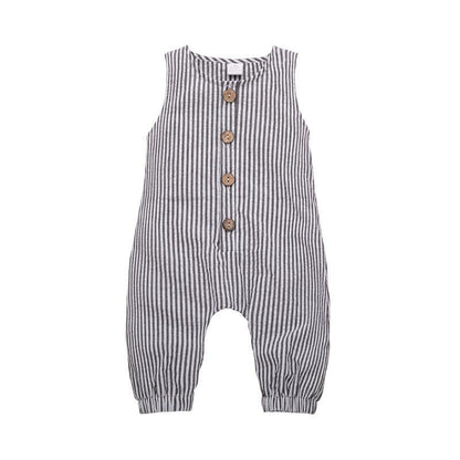 Sleeveless striped single breasted Khaki