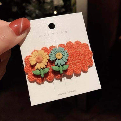 Kids Wool Knitted Little Daisy Headdress Hairpin