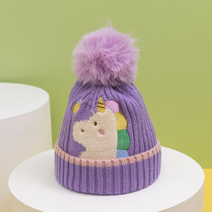 Cartoon Children's Warm Knit Hat Scarf