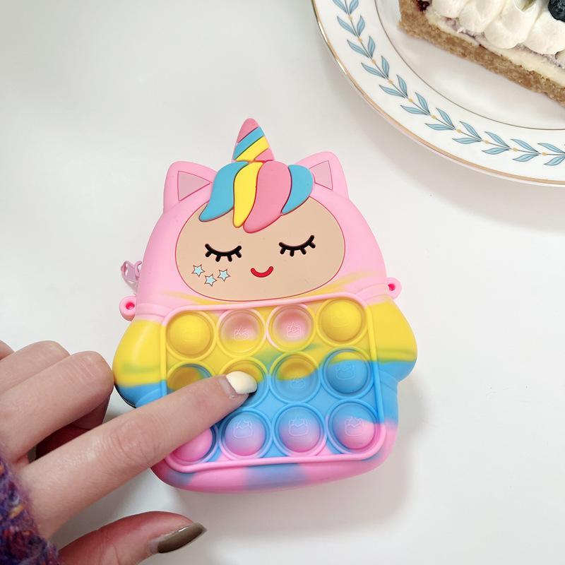 Children's Coin Purse Pink Bow Doll Press Toy