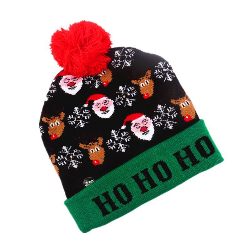 Christmas Decorations Adult Children's Luminous Knitted Christmas Hat