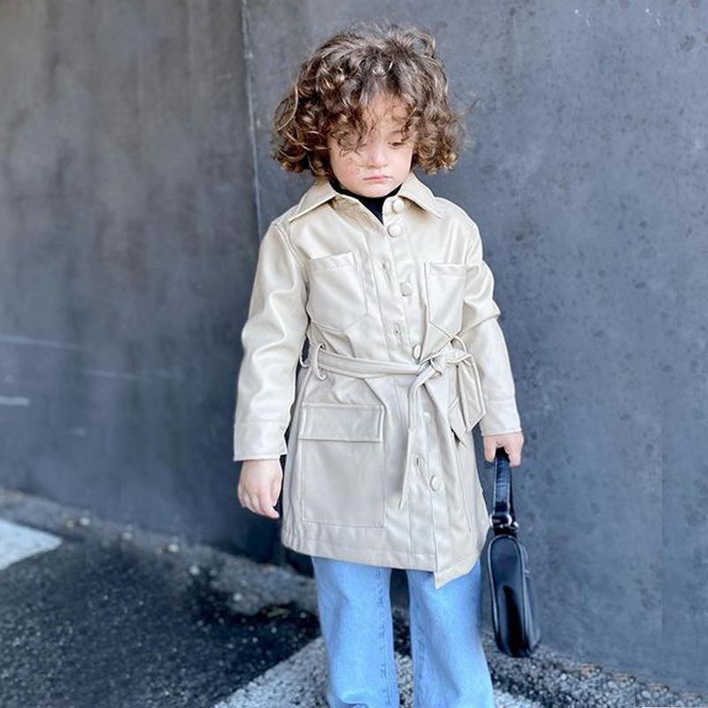 Kids Faux Leather Jacket Lace-Up Leather