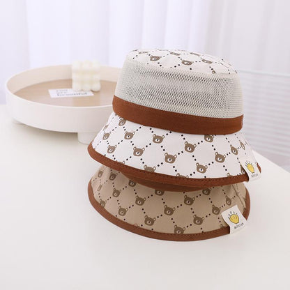 Sunshade Wired Bear Print Children's Mesh Hat