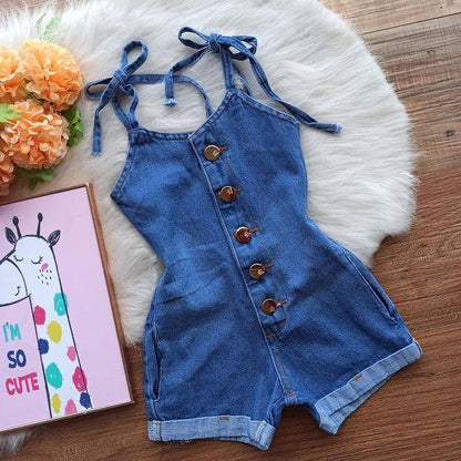 Sleeveless suspender Khaki single breasted climbing suit flat foot solid color Jumpsuit