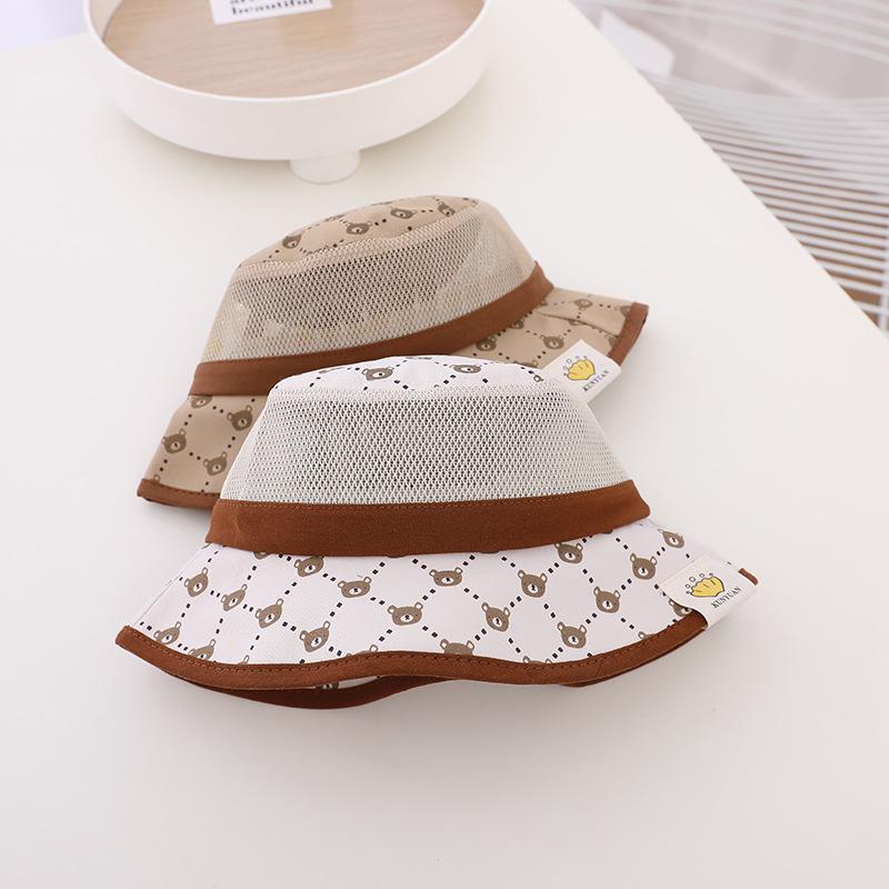Sunshade Wired Bear Print Children's Mesh Hat