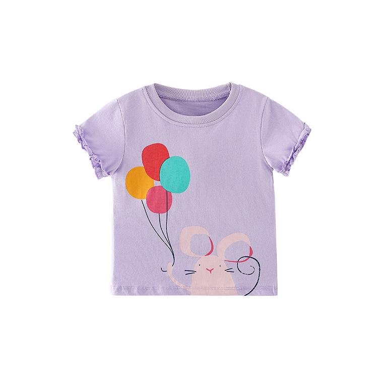 Girls Round Neck T-shirt cartoon cotton short sleeved top