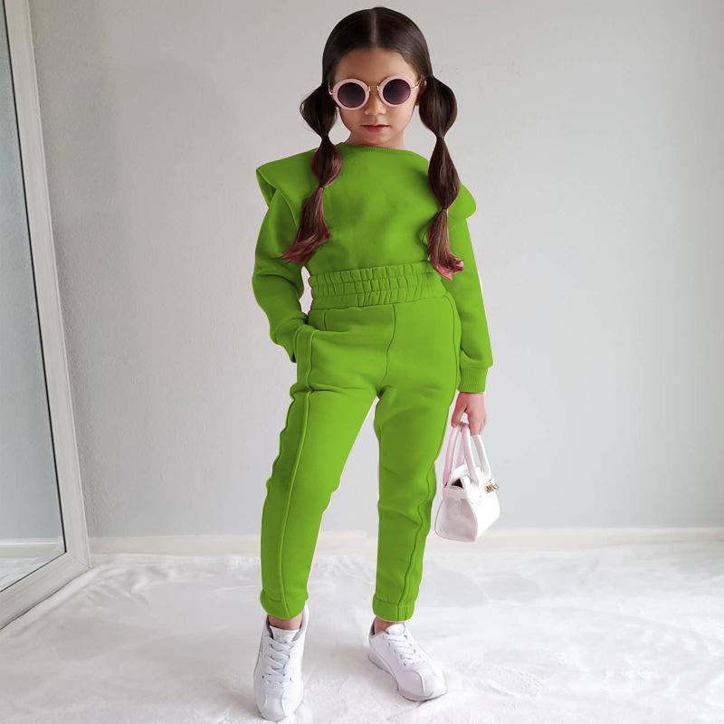 Children's Clothing Casual Long Sleeve Solid Color Sweater Set