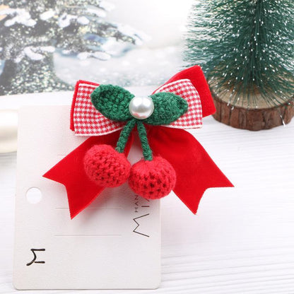 Children's Hair Accessories Red Wool Cherry Hair Tie
