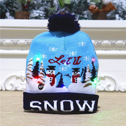 Christmas Decorations Adult Children's Luminous Knitted Christmas Hat