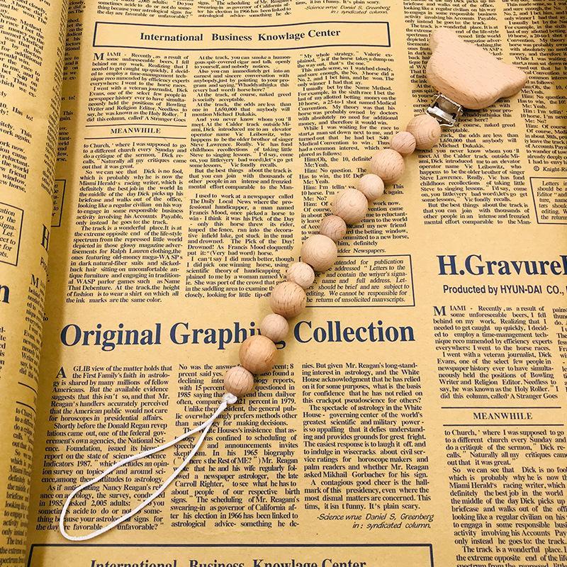 Baby Soothing Nipple Clip Beech Wood Nipple Anti-drop Chain