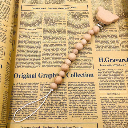 Baby Soothing Nipple Clip Beech Wood Nipple Anti-drop Chain