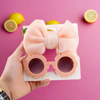 Children's Sunglasses Bow Headband Combination Set