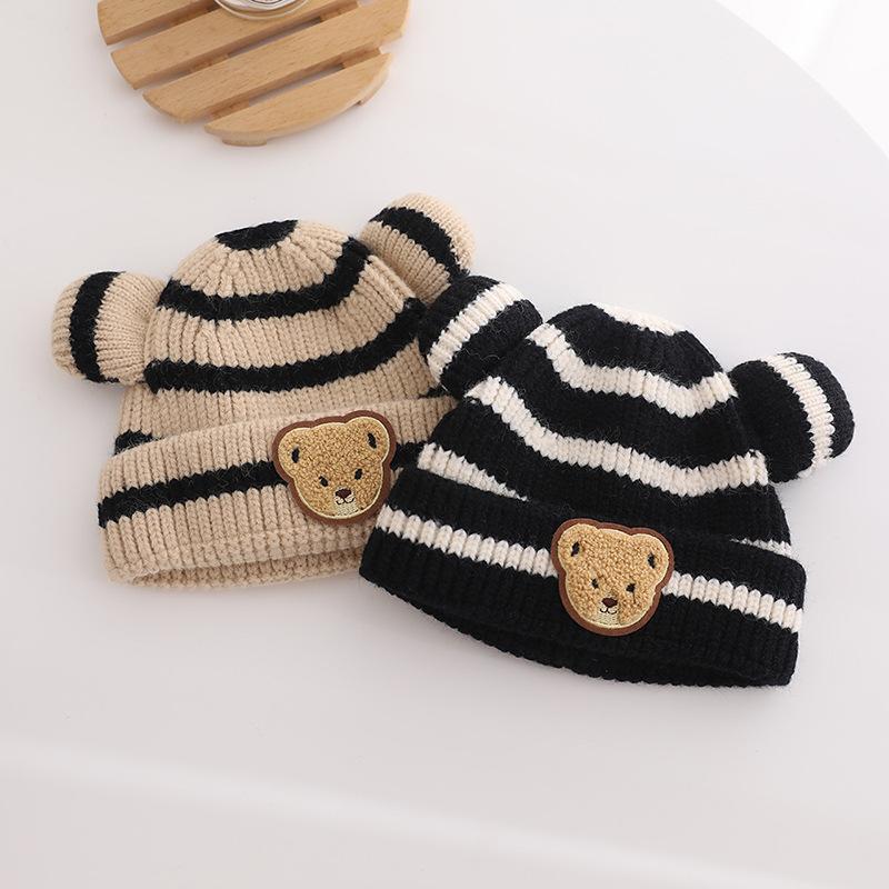 Striped Bear Kids Knit Hat