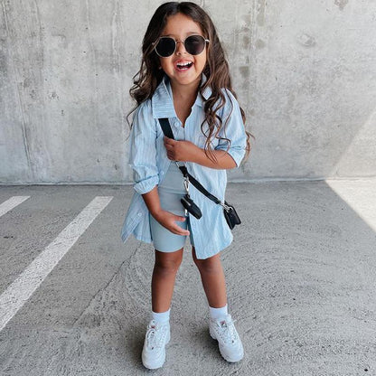 Girl's Striped Shirt Dress