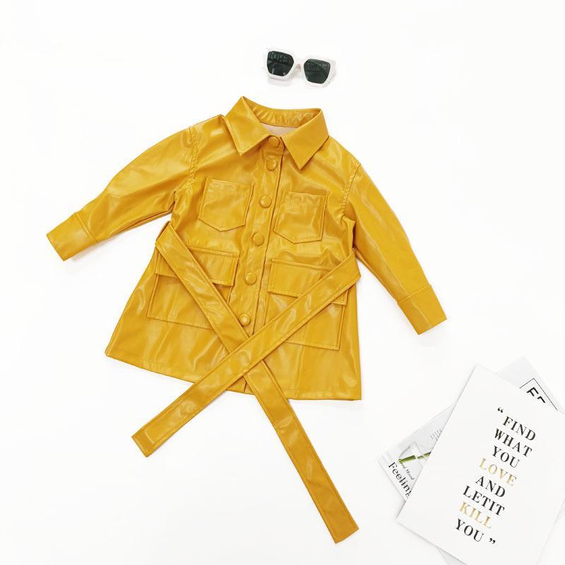 Kids Faux Leather Jacket Lace-Up Leather