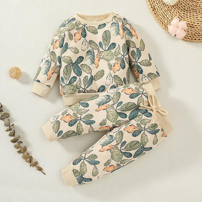 Children's Autumn Long Sleeve Crewneck Pullover Two-Piece Set