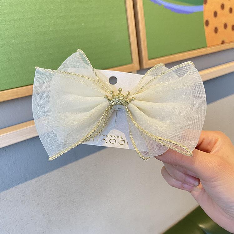 Girl's Hair Accessories Yellow Printed Bow Hairpin