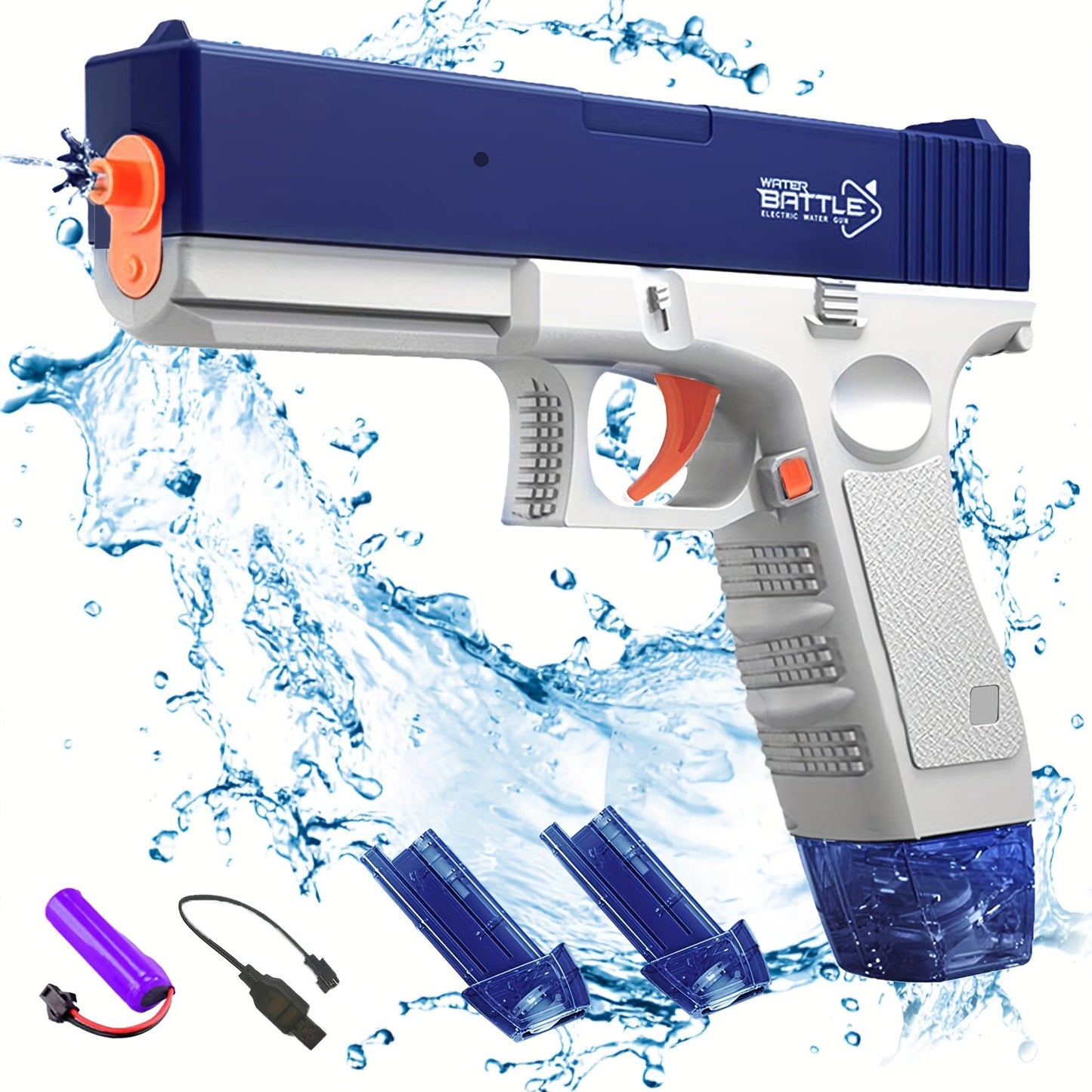 M1911 Glock Electric Water Gun - High-Quality Rechargeable Kids Toy with Large Water Capacity for Summer Games and Fun