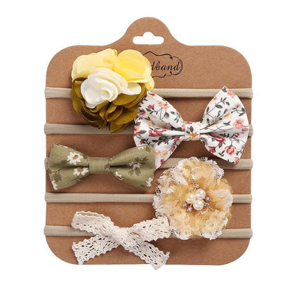 Handmade Bow Hair Band 5pcs/set Stretch Baby Headdress