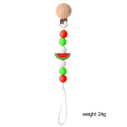 Baby Handmade Wooden Nipple Clip Silicone Anti-drop Chain