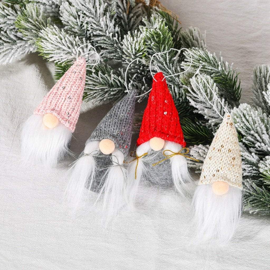 Christmas Decorations Knitted Sequined Pointy Hat Faceless Doll Pendant
